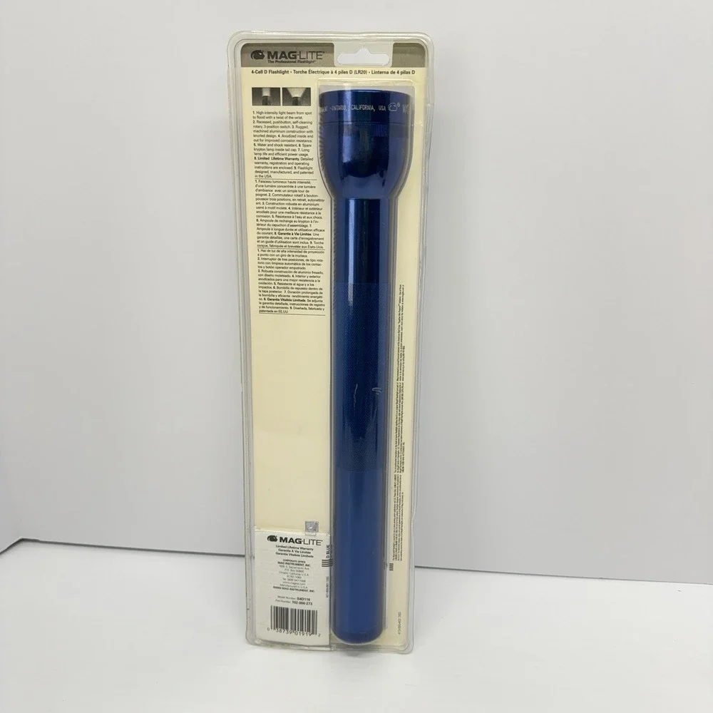 Maglite 4 D-Cell Flashlight - S4D116 Blue Made In USA Emergency Preparedness NEW